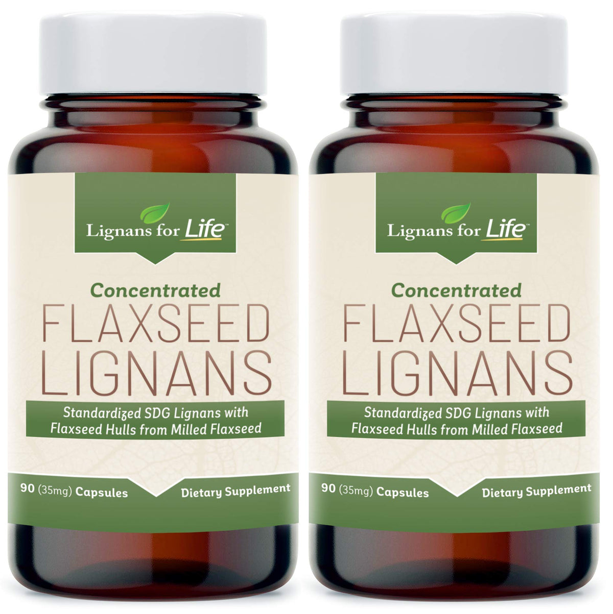 Lignans For Life frasco frontal mostrando etiqueta y cantidad 90 cápsulas