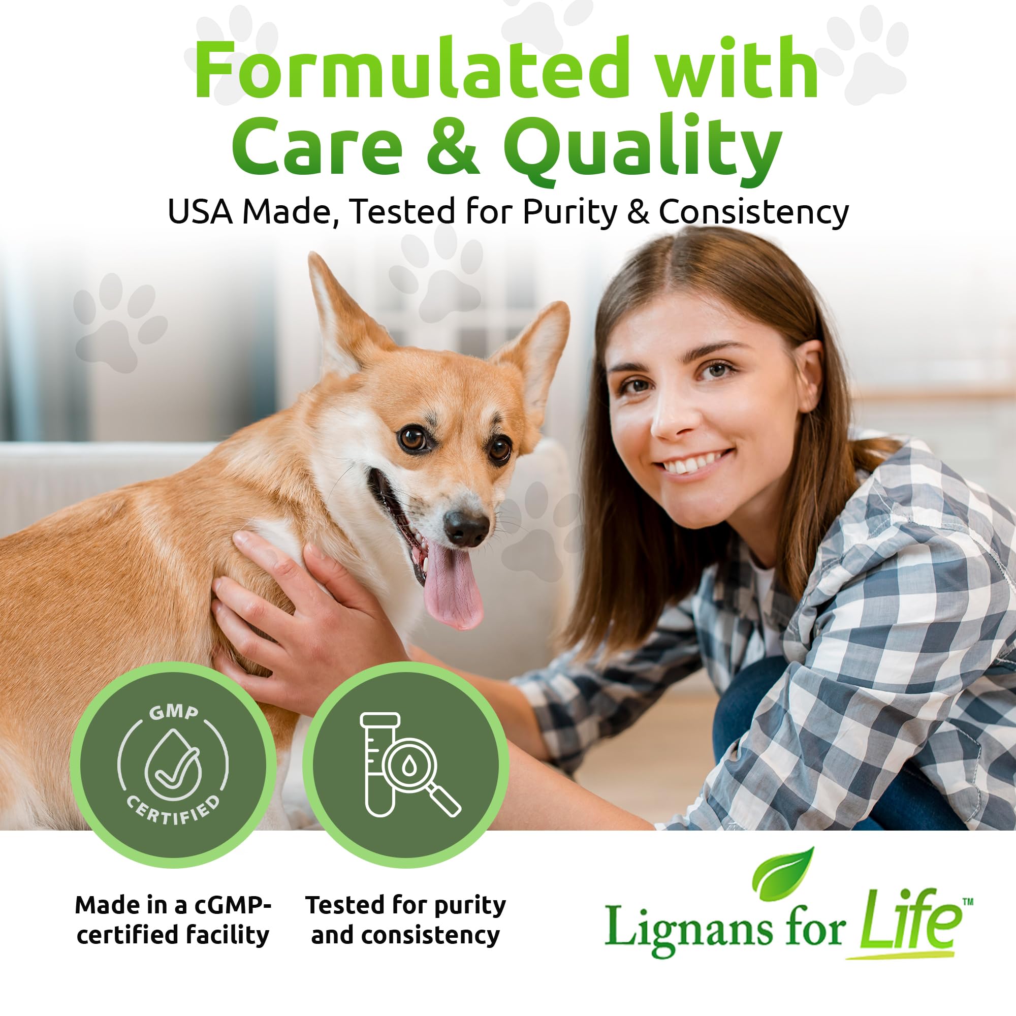 Lignans For Life mezclado en comida de mascota para mejor brillo del pelaje