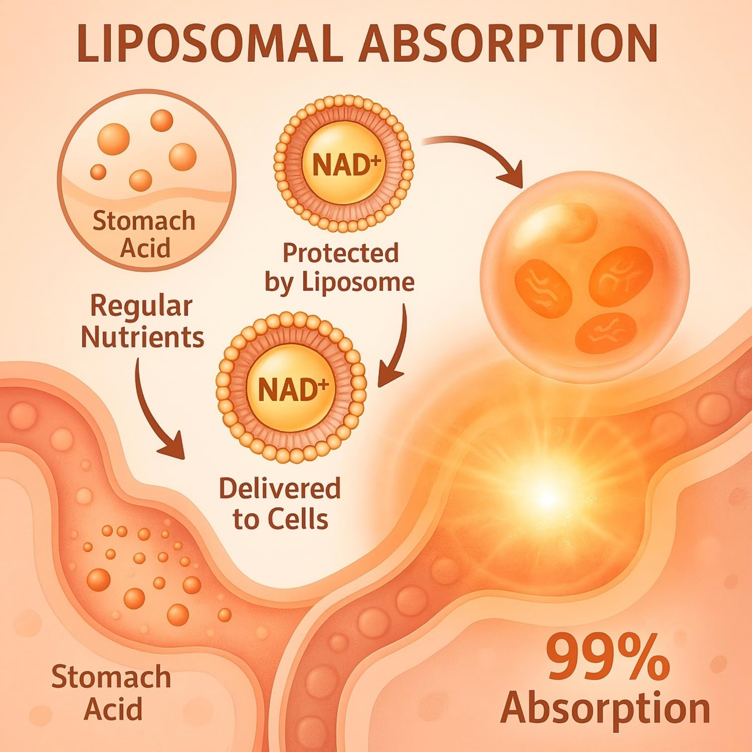 LIGUSTERI representación liposomal que sugiere mayor absorción celular