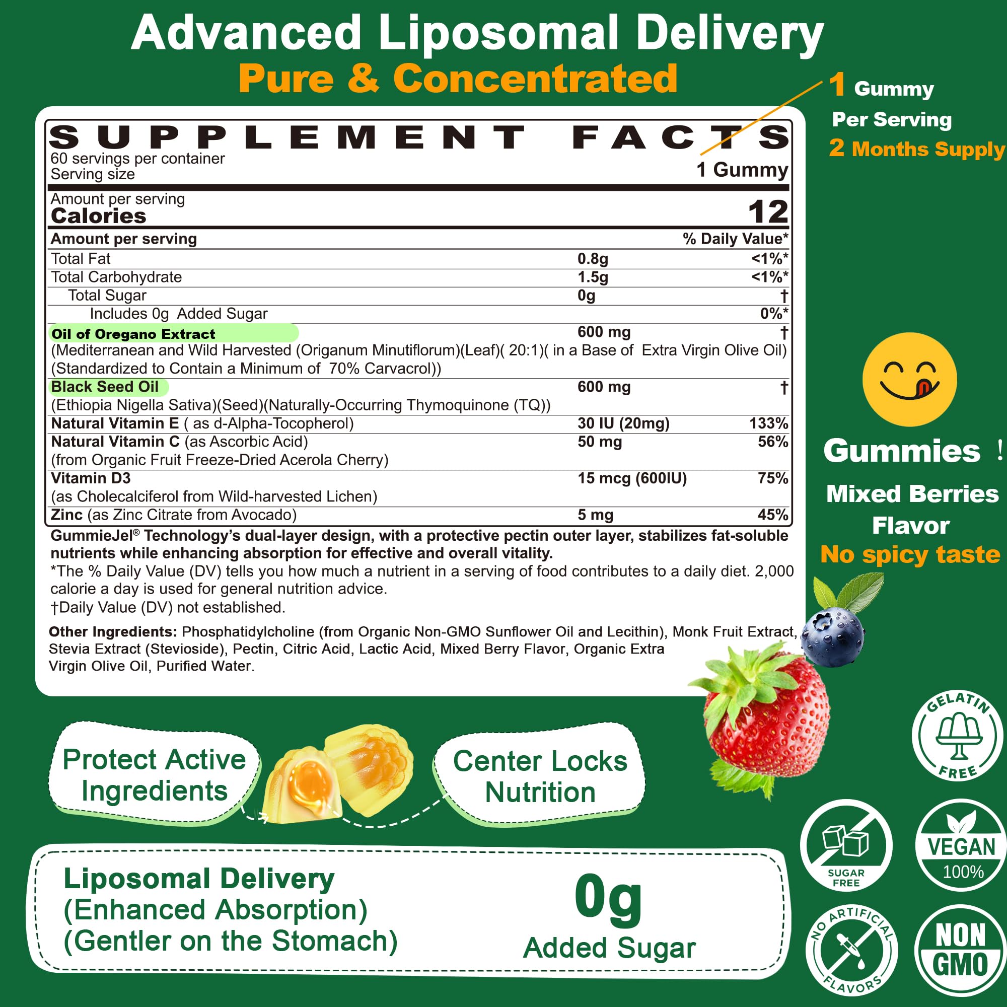 LILICARE primer plano del relleno liposomal central y beneficio