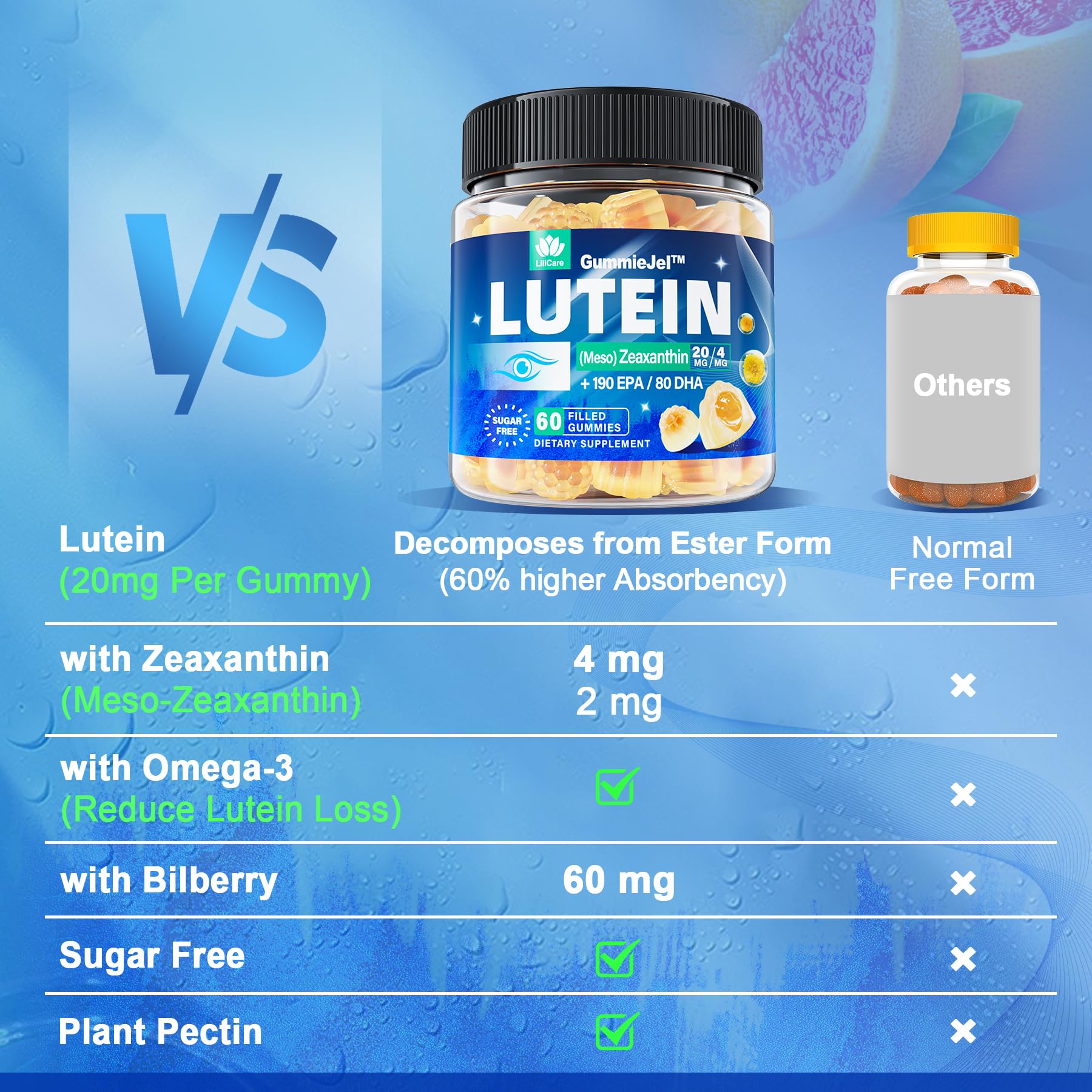 LILICARE etiqueta con datos nutricionales y lista de ingredientes clara