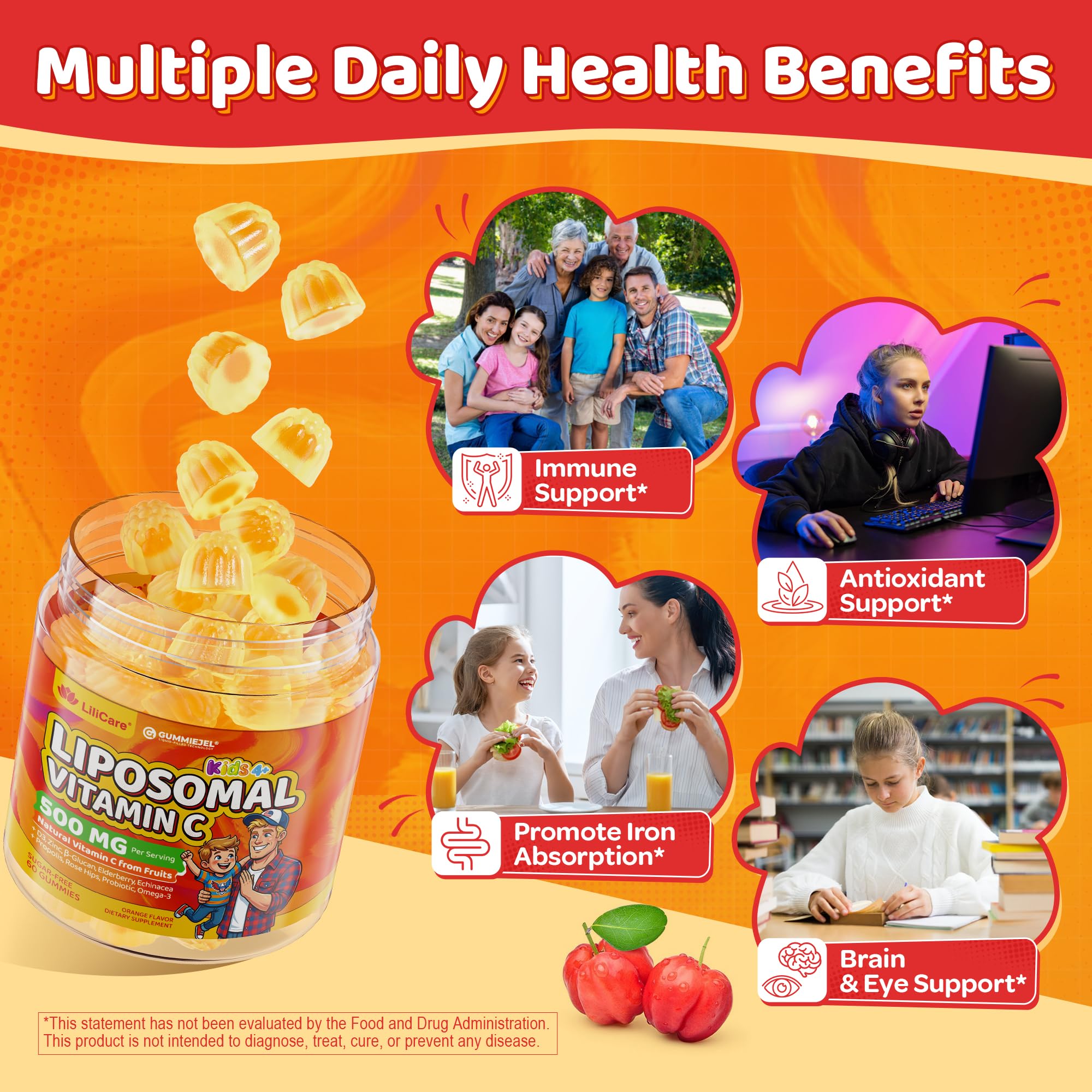 LILICARE etiqueta de producto con lista de ingredientes y beneficios visibles