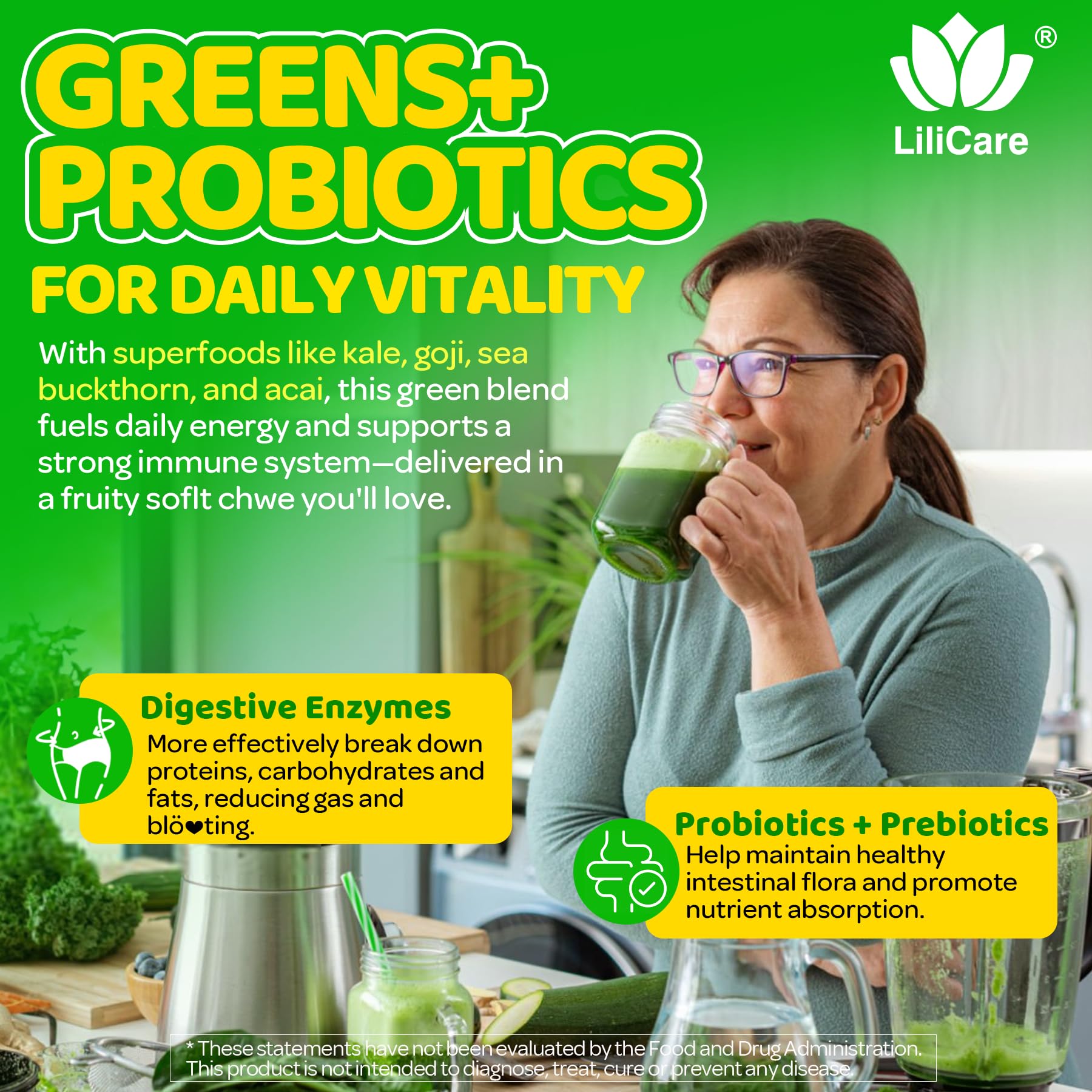 LILICARE etiqueta nutricional con lista de vitaminas y dosificación clara