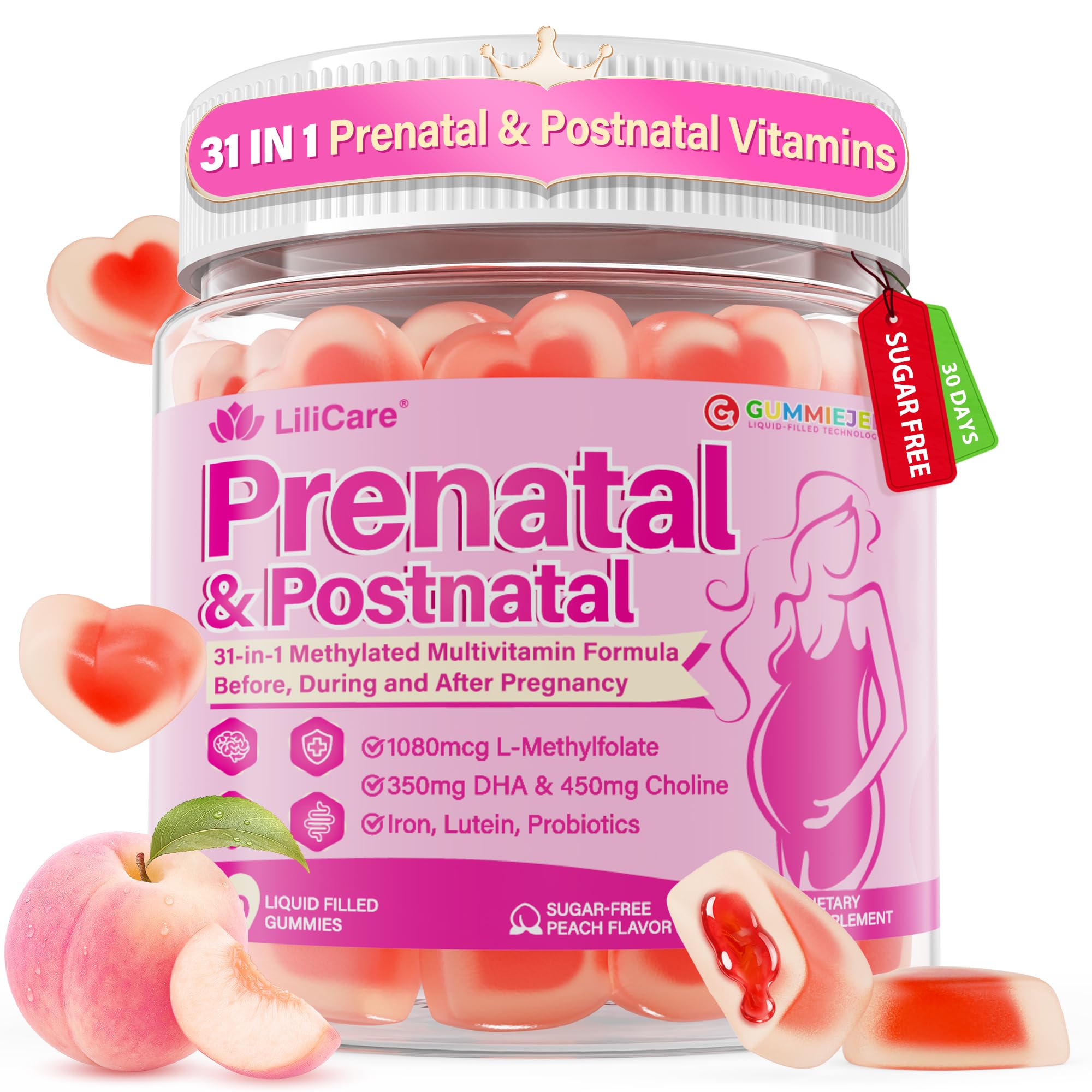 LILICARE frente del empaque que muestra beneficios prenatales claramente