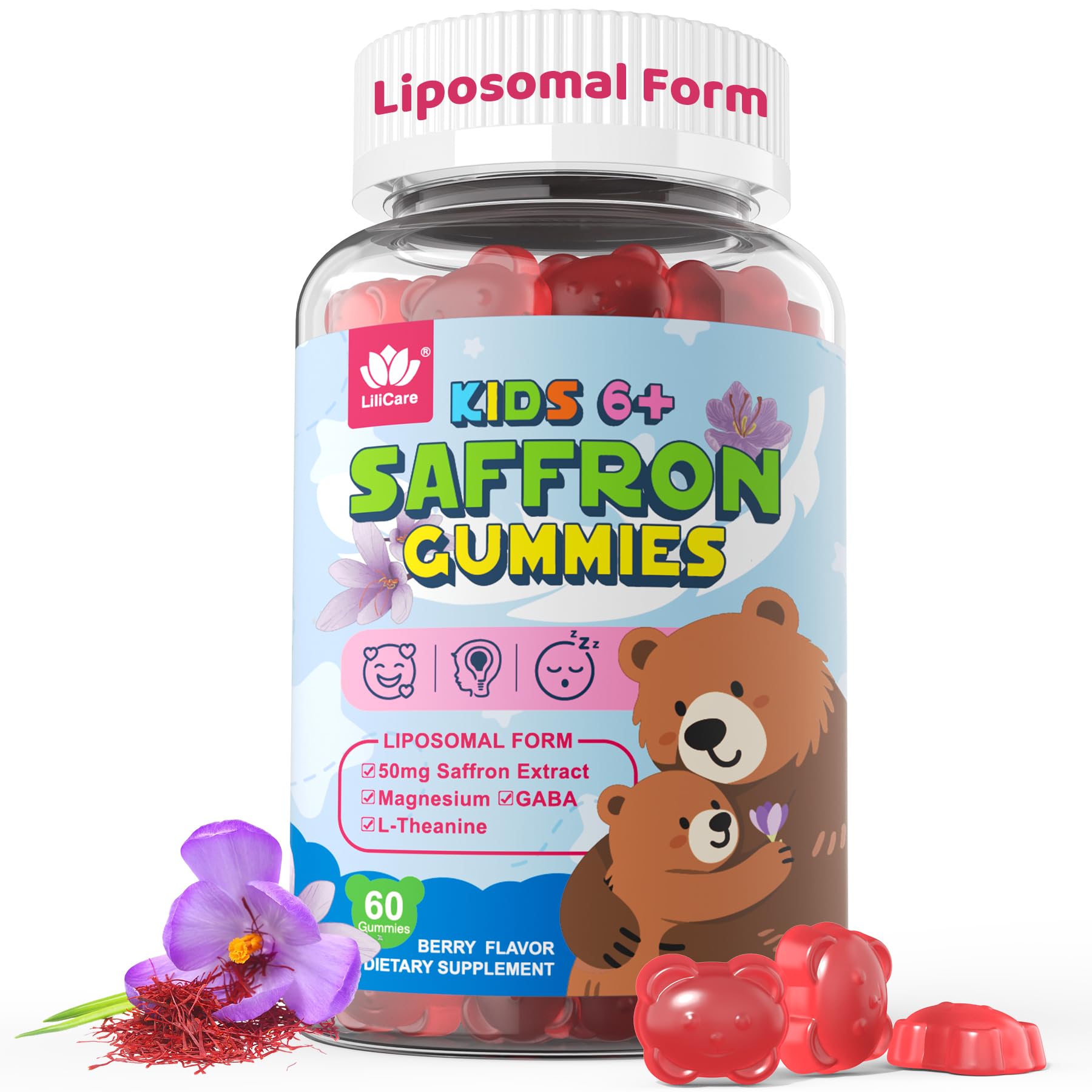 LILICARE frente del envase mostrando 60 gomitas y beneficios