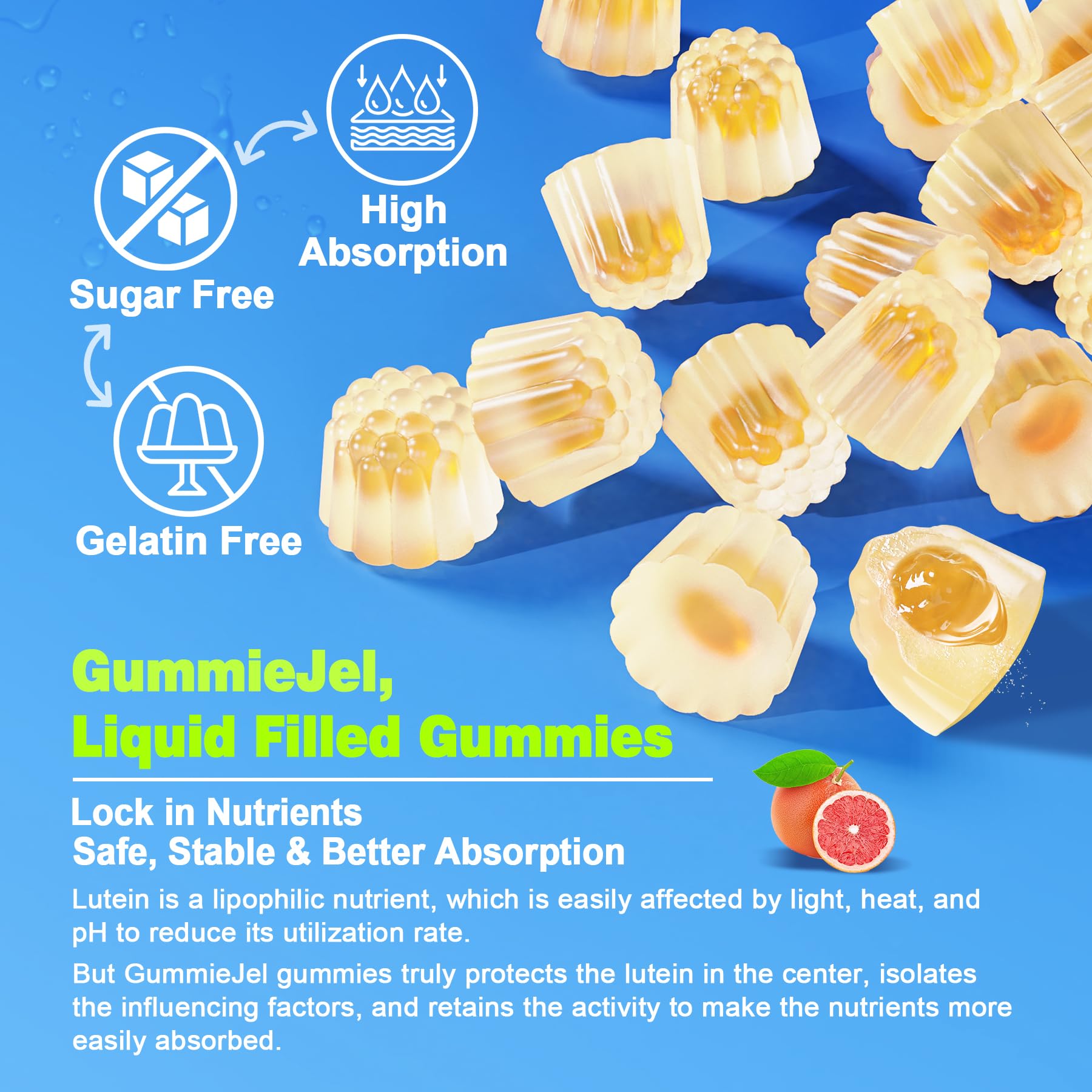 LILICARE frasco abierto con gomitas apiladas para consumo fácil