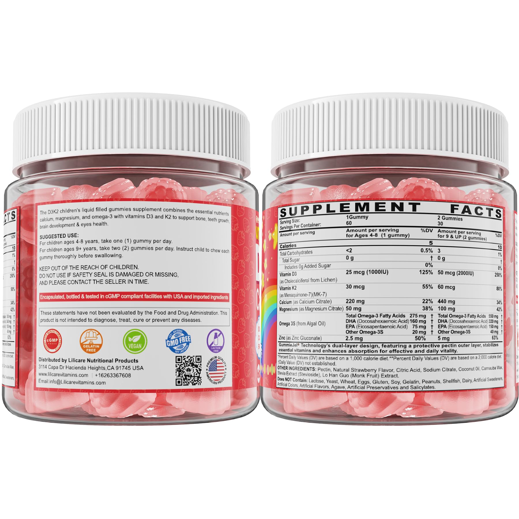 LILICARE tabla nutricional mostrando dosis y valores por porción