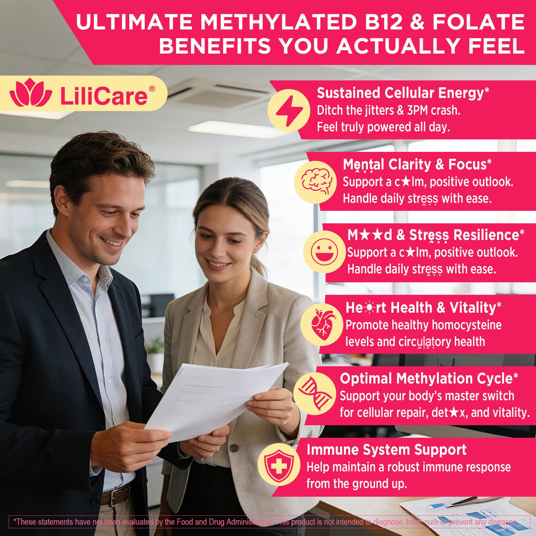 LILICARE persona tomando gominola para energía y concentración