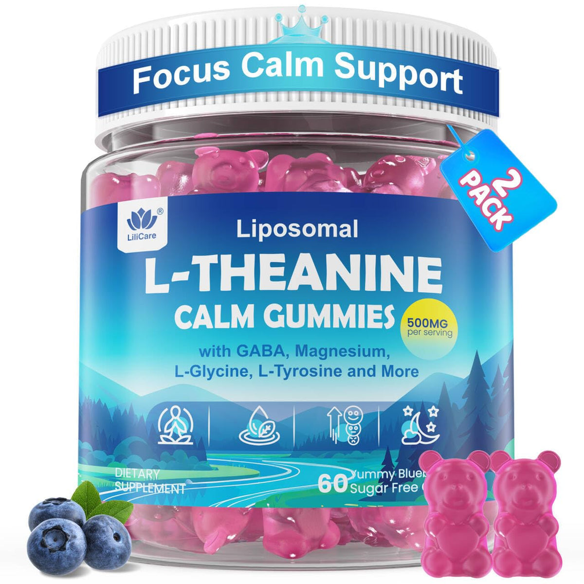 LILICARE frontal del envase mostrando 120 gomitas y beneficios