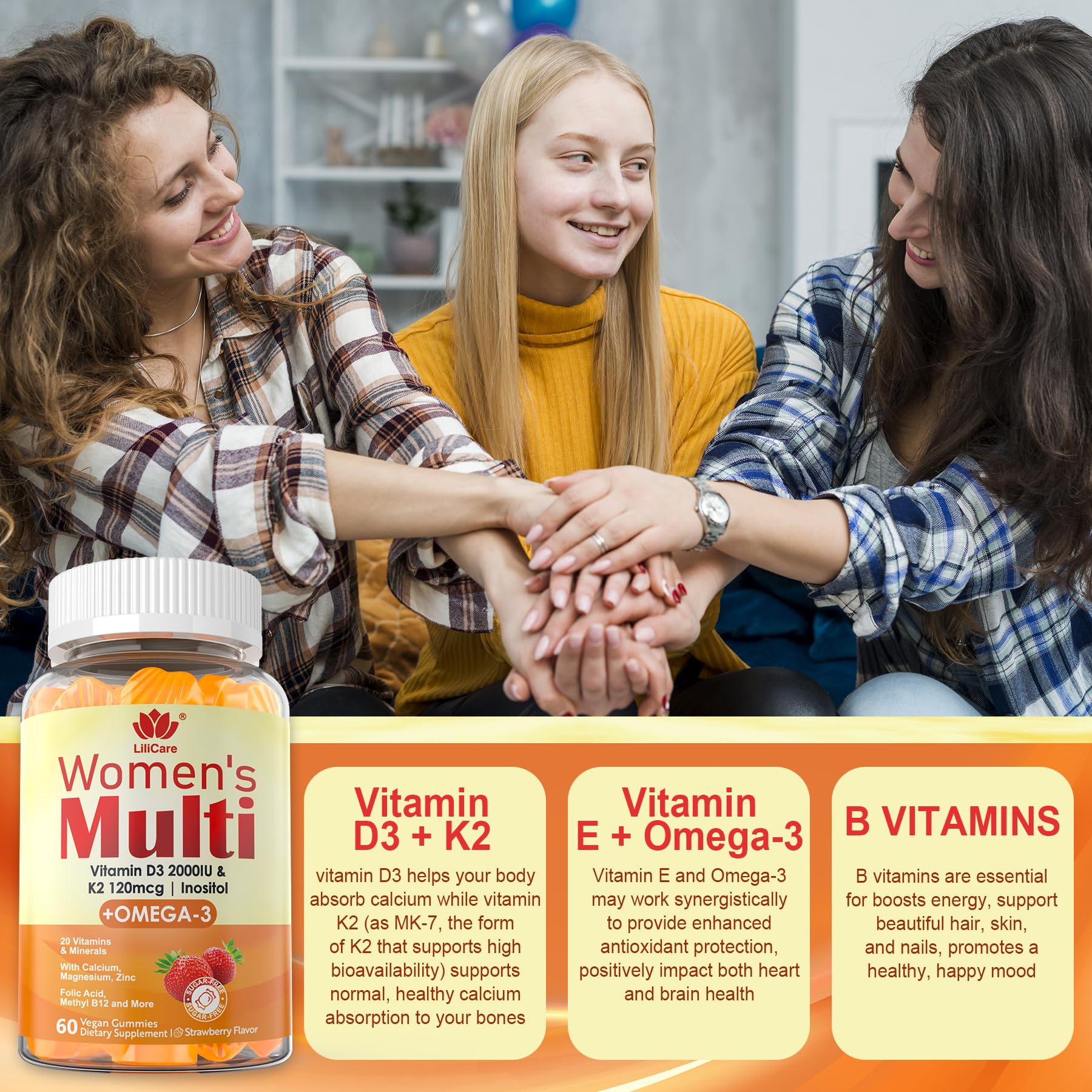 LILICARE gomitas sobre mesa de desayuno para integrar en rutina diaria