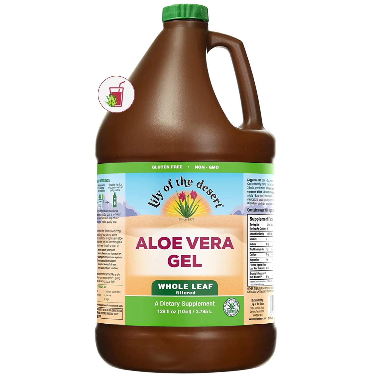 Lily Of The Desert botella frontal 128 fl oz mostrando presentación y volumen