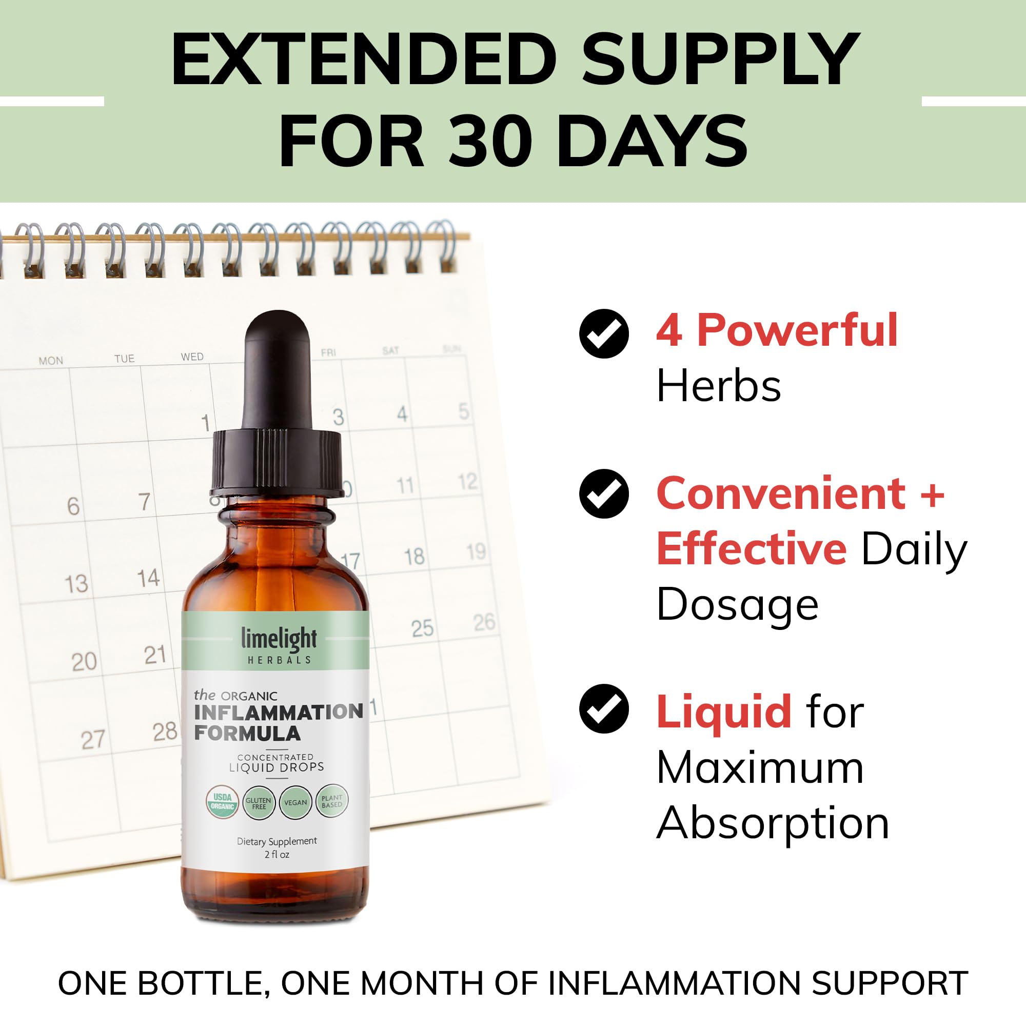 LIMELIGHT HERBALS comparación de tamaño con mano indicando 60 porciones