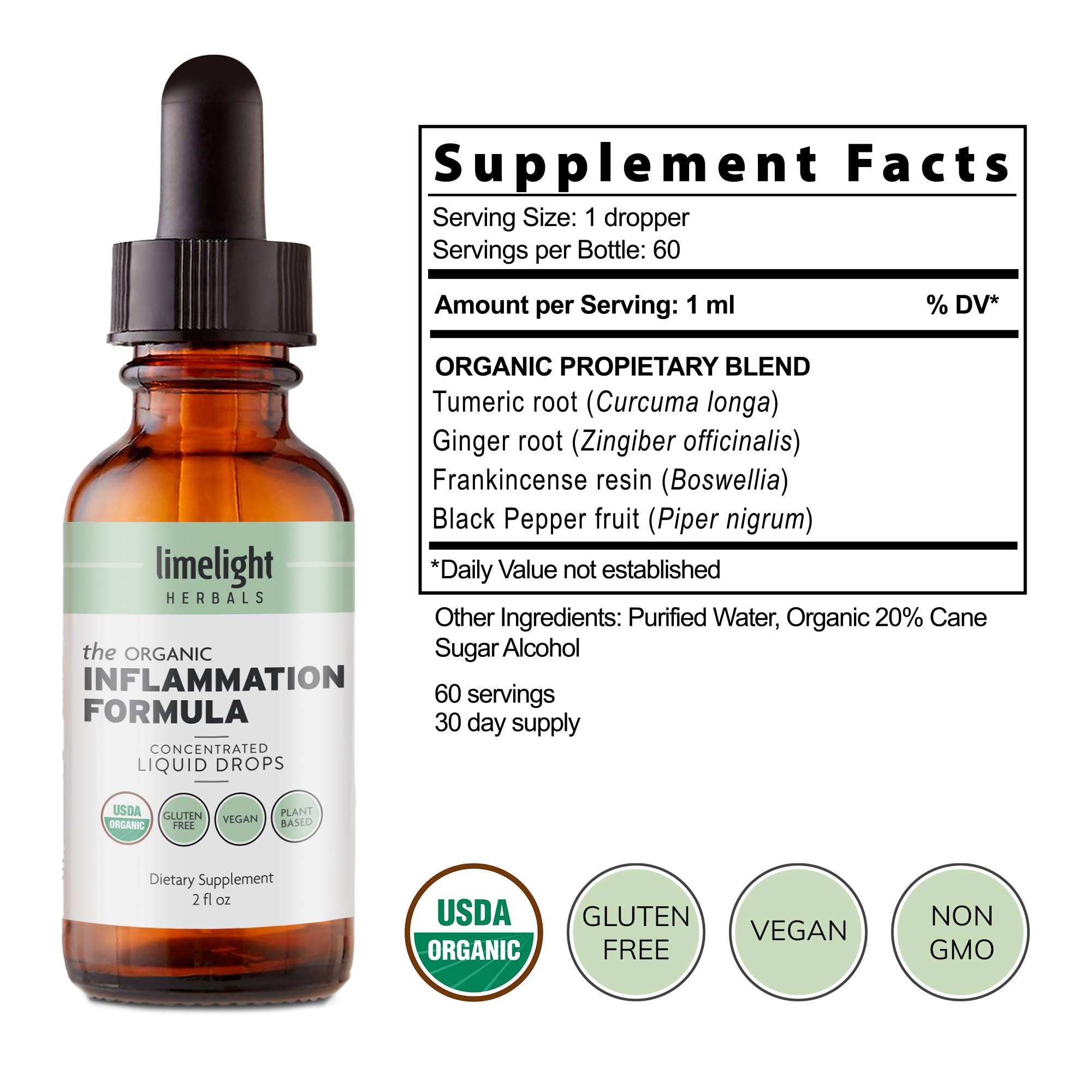 LIMELIGHT HERBALS gotero y botella en detalle para dosificación precisa