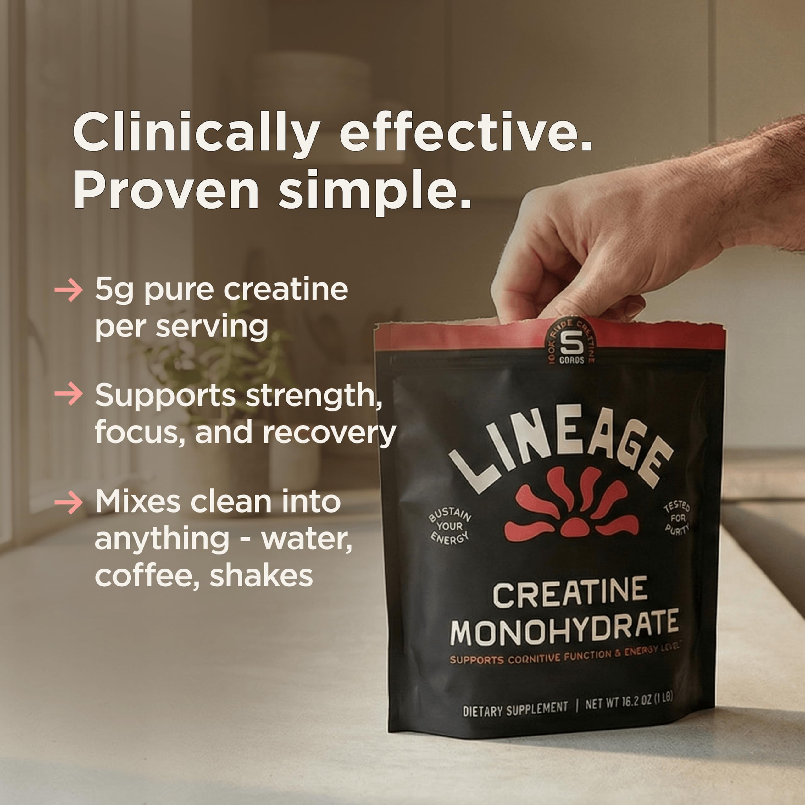Lineage Provisions polvo disuelto en vaso para una mezcla homogénea