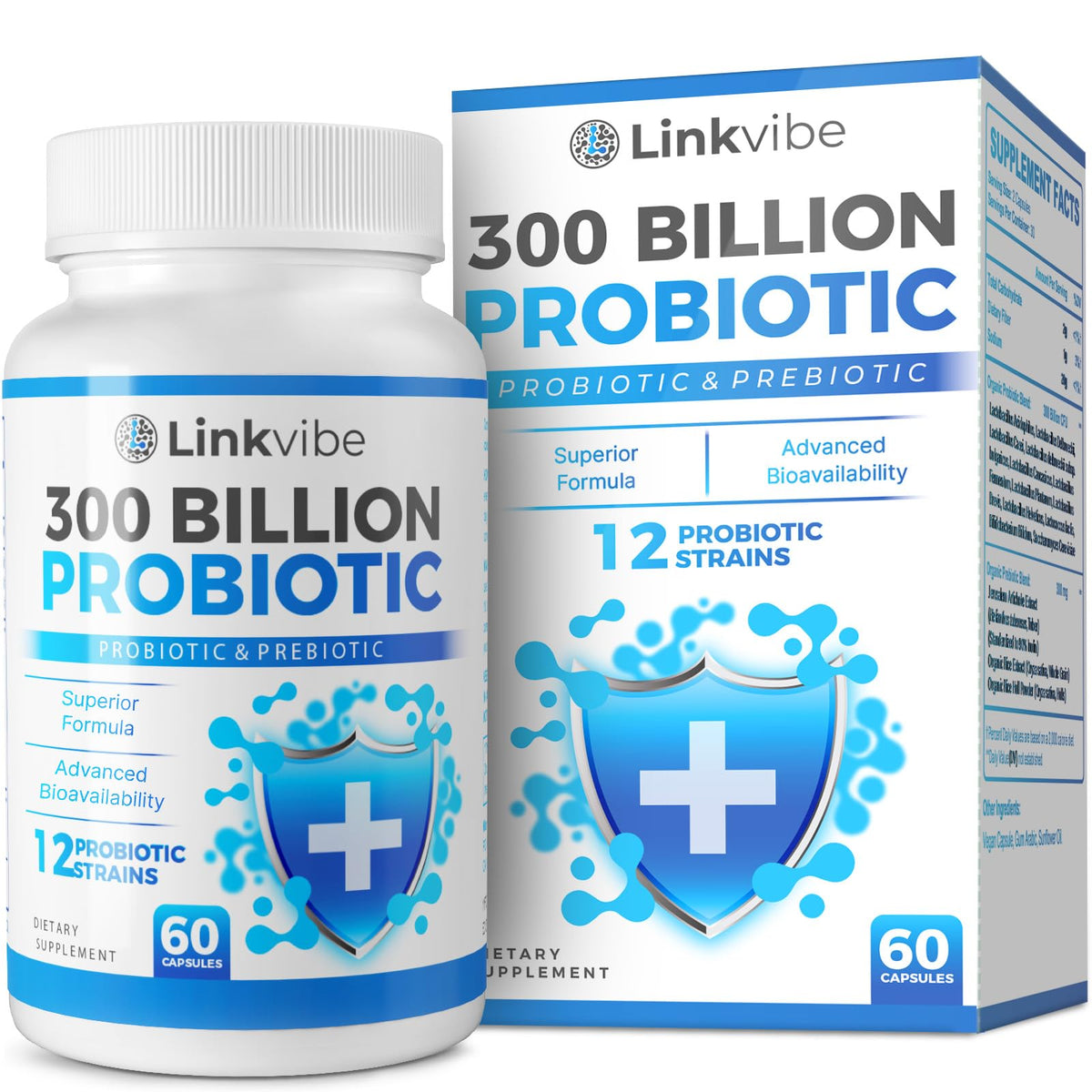 Linkvibe frente del empaque mostrando beneficios y dosis para fácil identificación