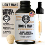 LionsManeExtracts frasco frontal mostrando etiqueta clara y beneficio de enfoque