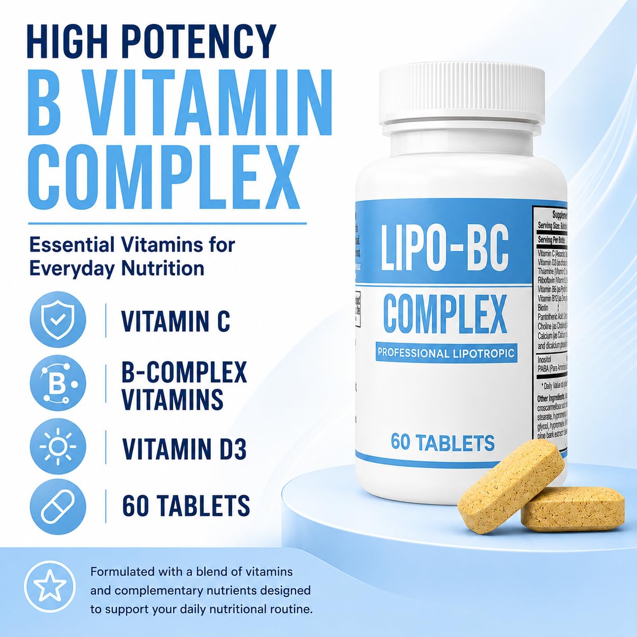 ES Global Brands lipo-bc etiqueta con lista de ingredientes y beneficios clave visibles