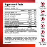 Detalle del sello de garantía Lipo y etiquetas que resaltan vitaminas y bioflavonoides