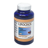 lipochol botella frontal mostrando etiqueta y 100 cápsulas, apoyo hepático visible