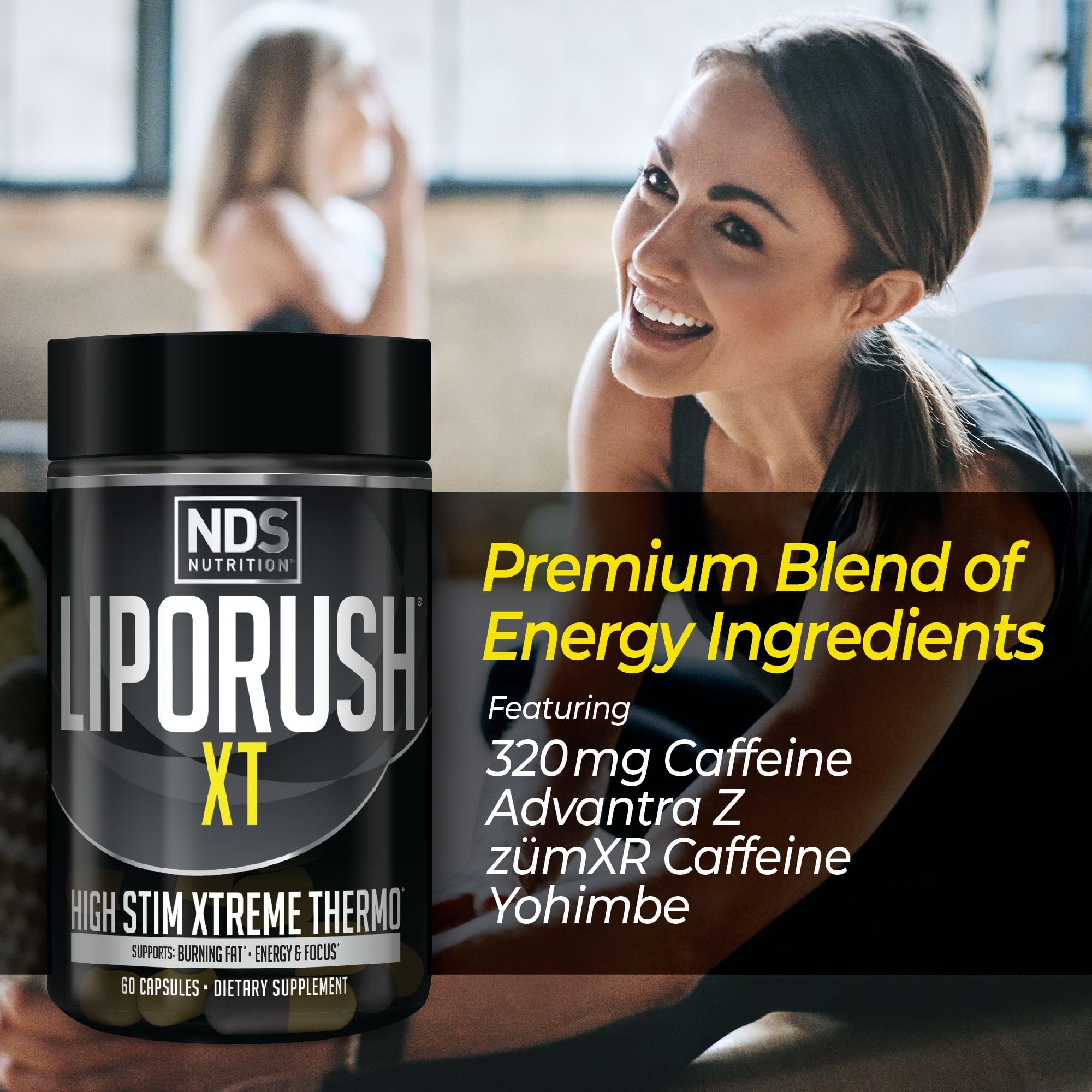 LIPORUSH etiqueta con lista de ingredientes resaltando C3G y L‑carnitina