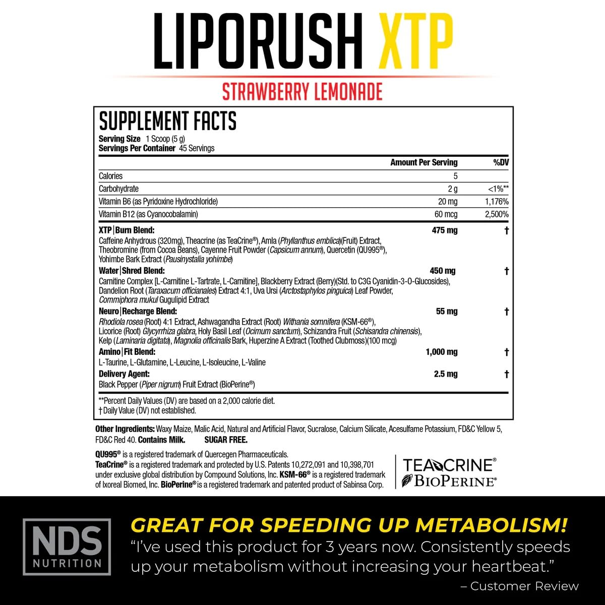 LIPORUSH polvo en cuchara con textura fina, facilita disolución rápida