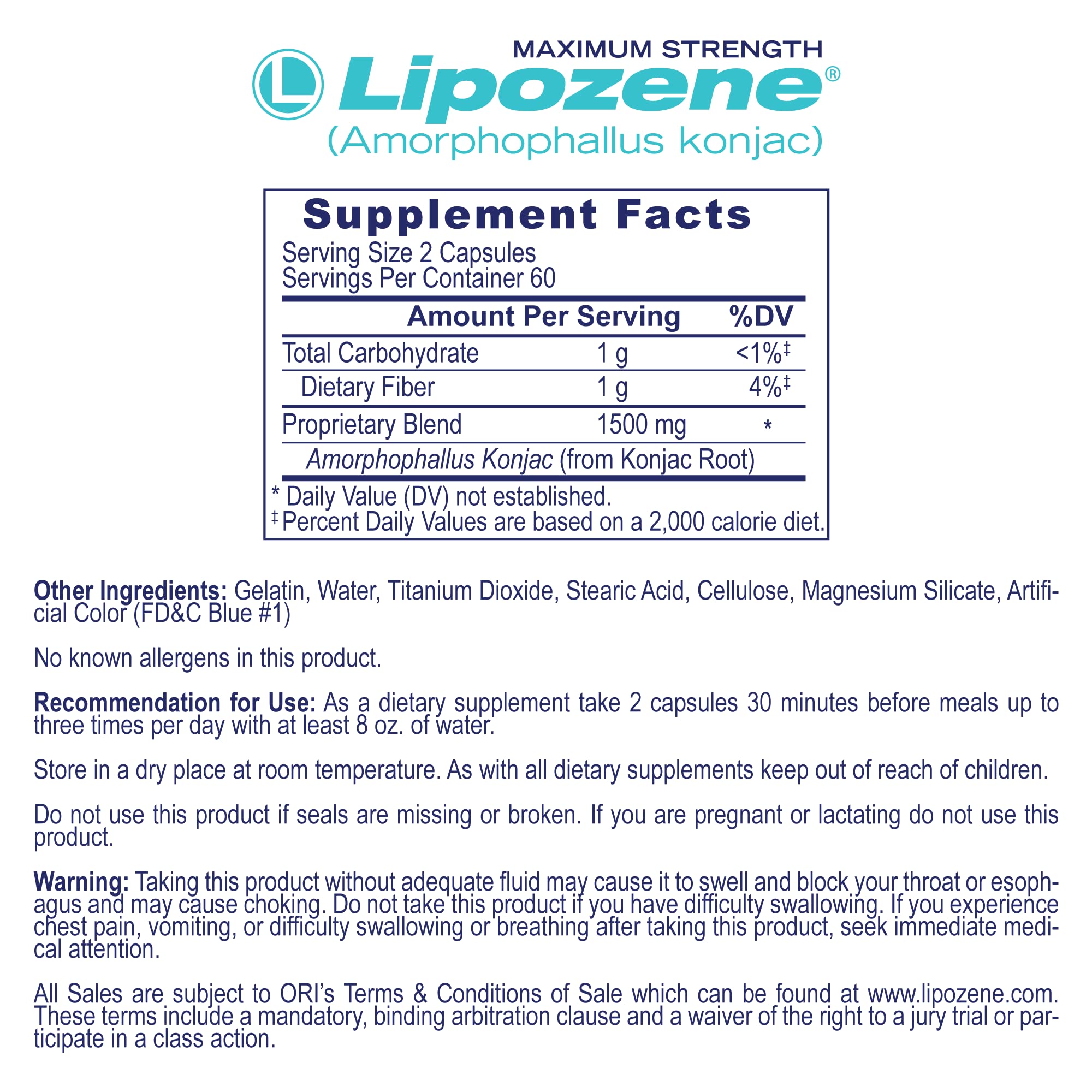 Lipozene cápsula en primer plano destacando glucomanano y calidad pura