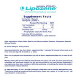 Lipozene cápsulas en primer plano textura y tamaño fácil