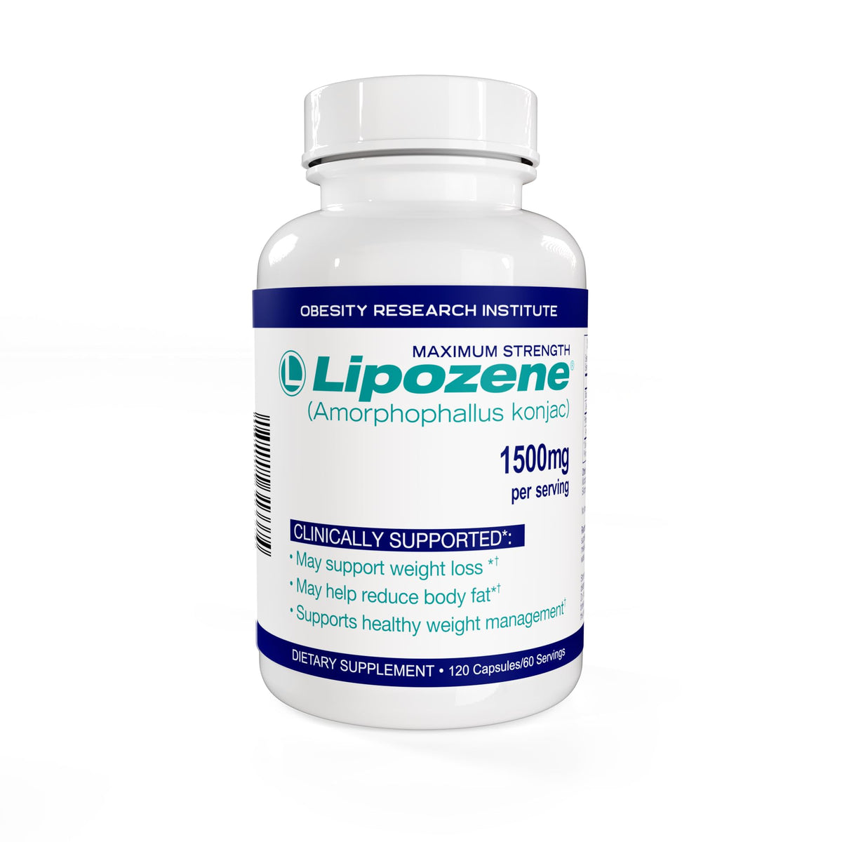 Lipozene empaque frontal mostrando la etiqueta y beneficio de saciedad