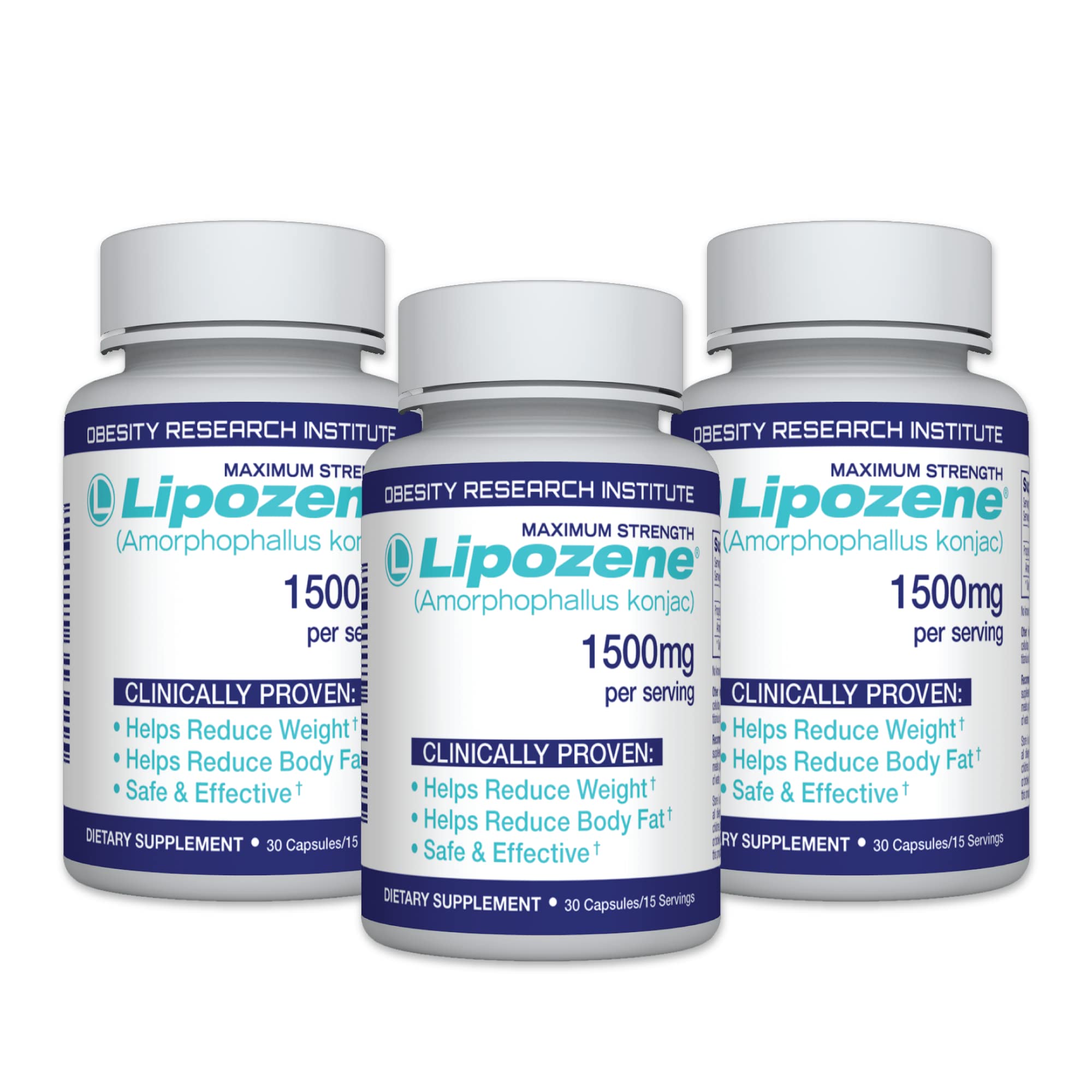 Lipozene envase frontal mostrando marca y beneficio saciedad