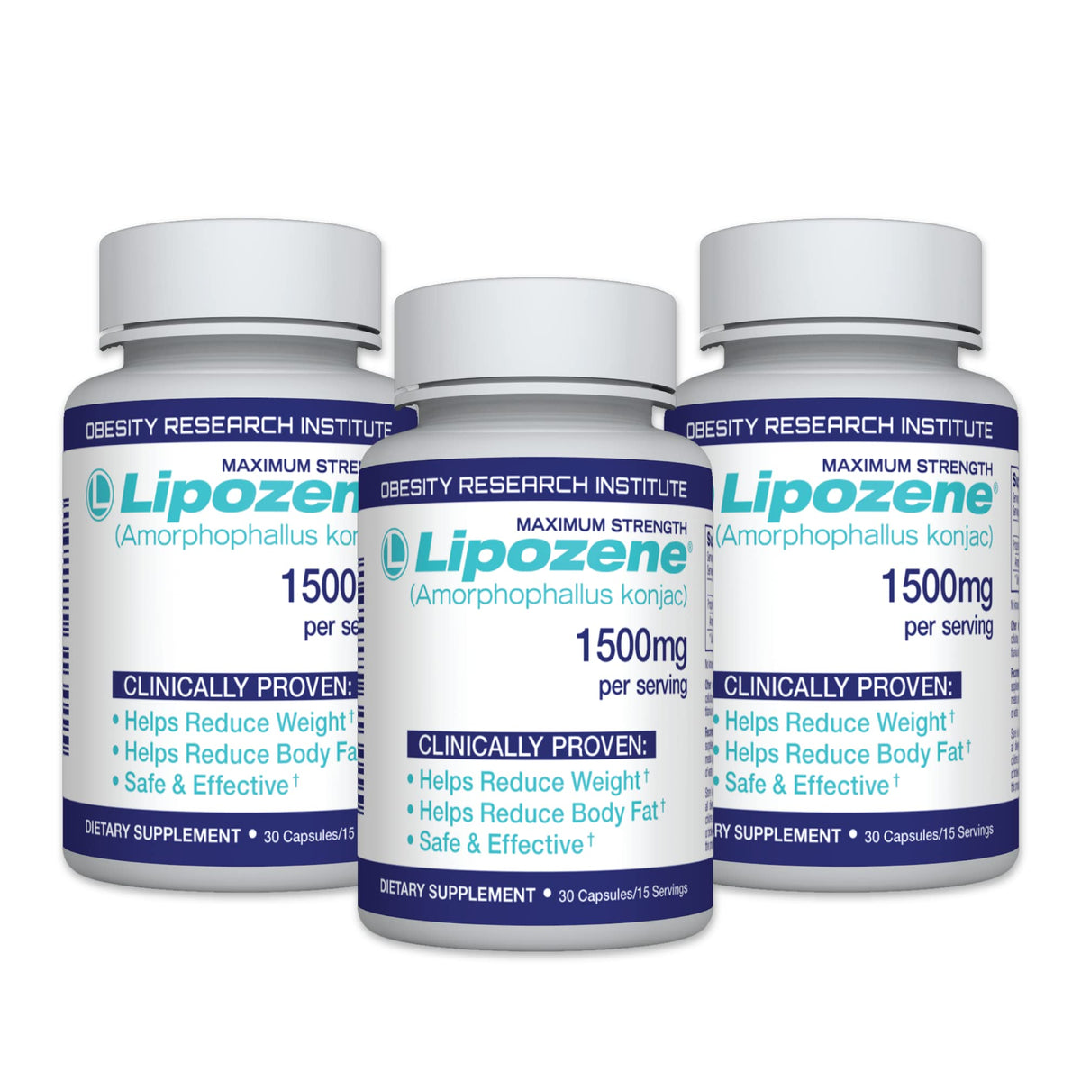 Lipozene envase frontal mostrando marca y beneficio saciedad