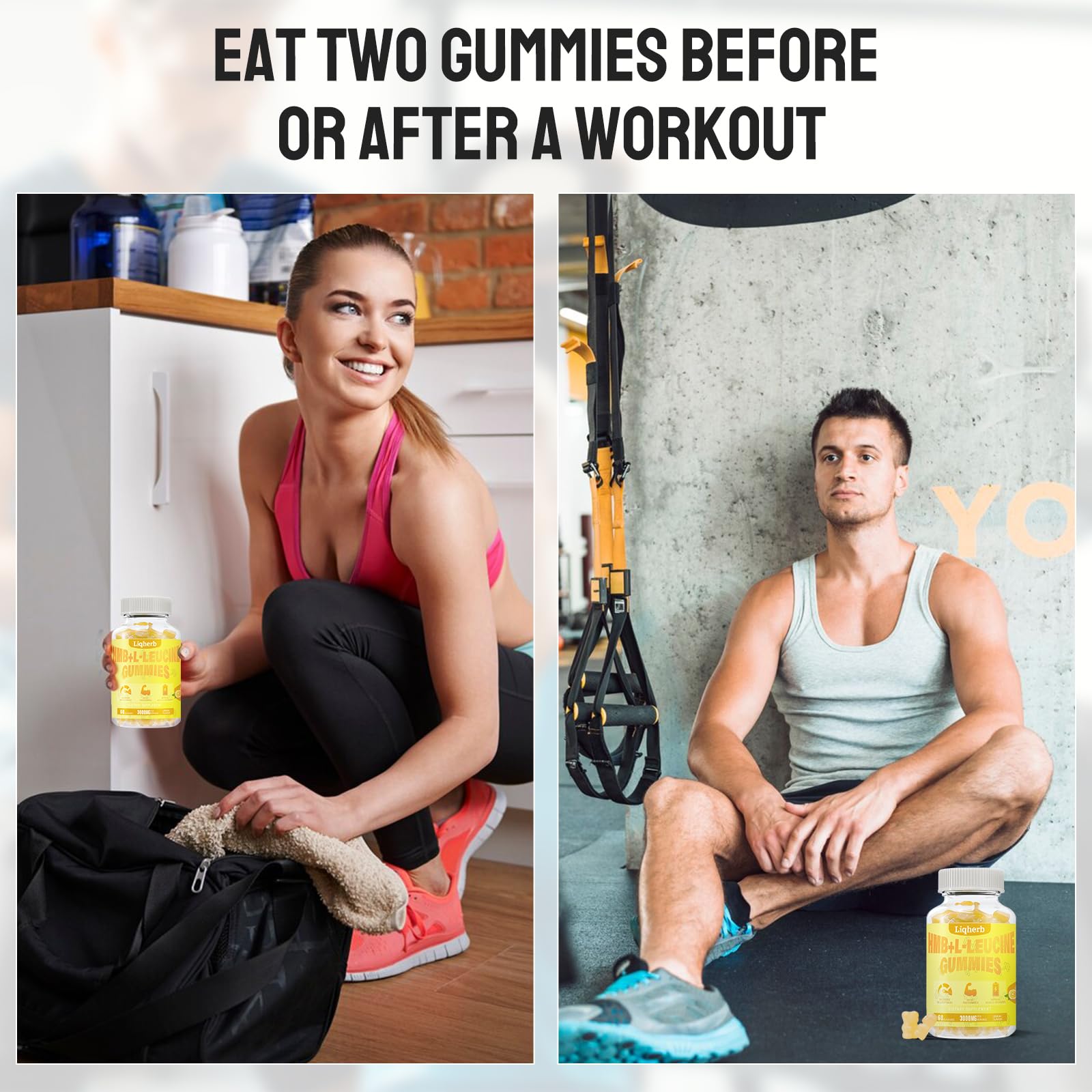 Liqherb frasco junto a equipo de entrenamiento para uso pre/post ejercicio