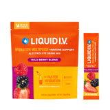 Liquid I.V. frente del empaque Wild Berry mostrando 14 sobres y marca