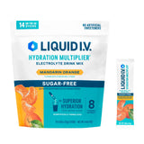 Liquid I.V. frente del empaque mandarina muestra práctico y portátil para hidratación rápida