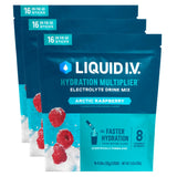 Liquid I.V. frontal del embalaje mostrando 48 sobres y comodidad para viaje