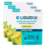 Liquid I.V. empaque frontal de Lemon Lime mostrando presentación y beneficios