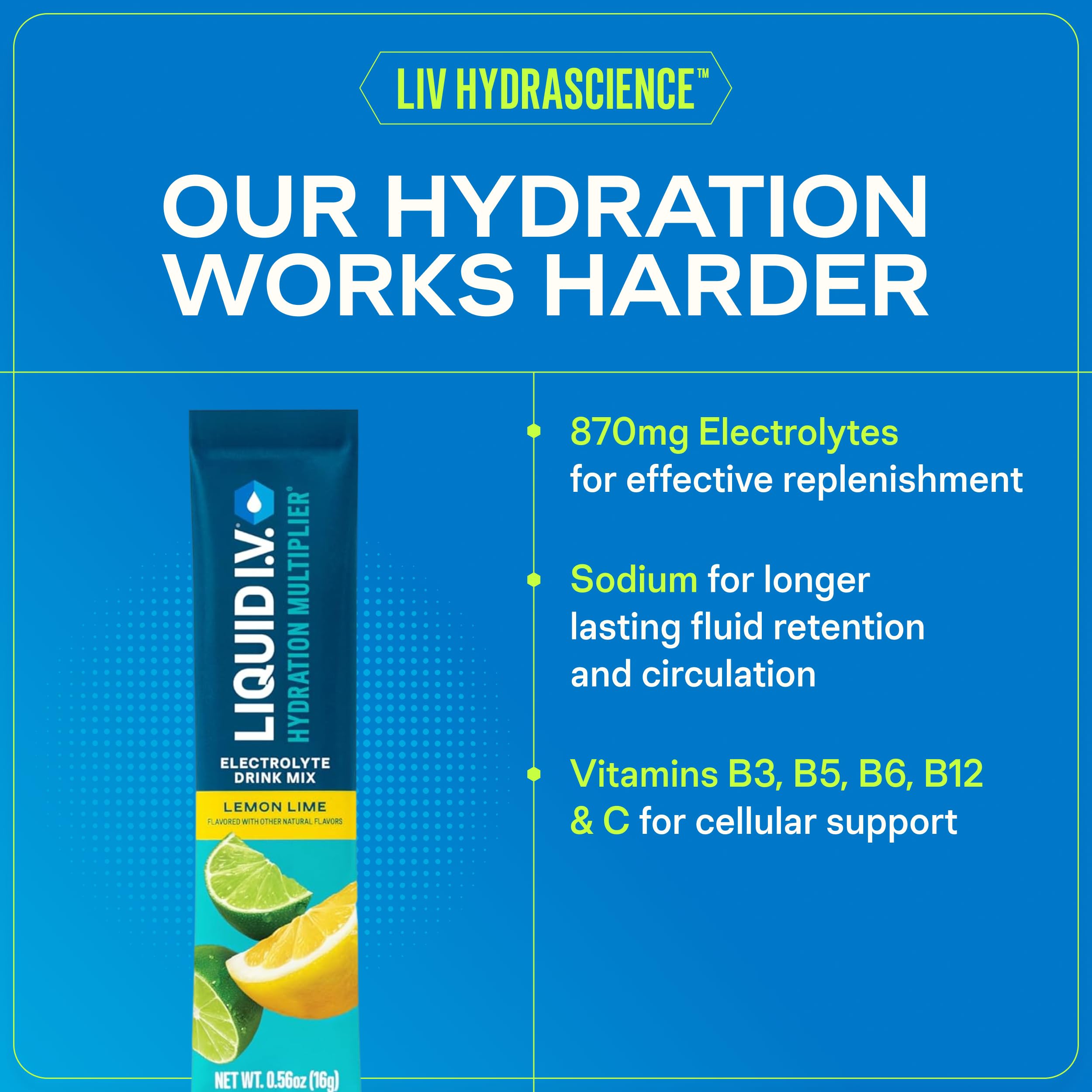 Liquid I.V. mezcla mango en vaso con agua, hidratación inmediata