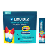 Liquid I.V. packs frente mostrando 30 sticks y conveniencia para viaje