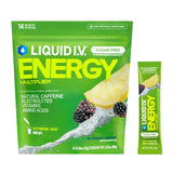 Liquid I.V. frente del empaque Blackberry Lemonade mostrando 14 sobres y beneficios