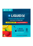 Liquid I.V. sobre abierto con polvo visible, facilita mezcla rápida y transporte
