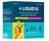 Liquid I.V. primer plano de un sobre abierto y textura del polvo, fácil de mezclar