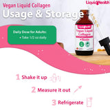 LIQUIDHEALTH comparación de tamaño del frasco junto a una mano