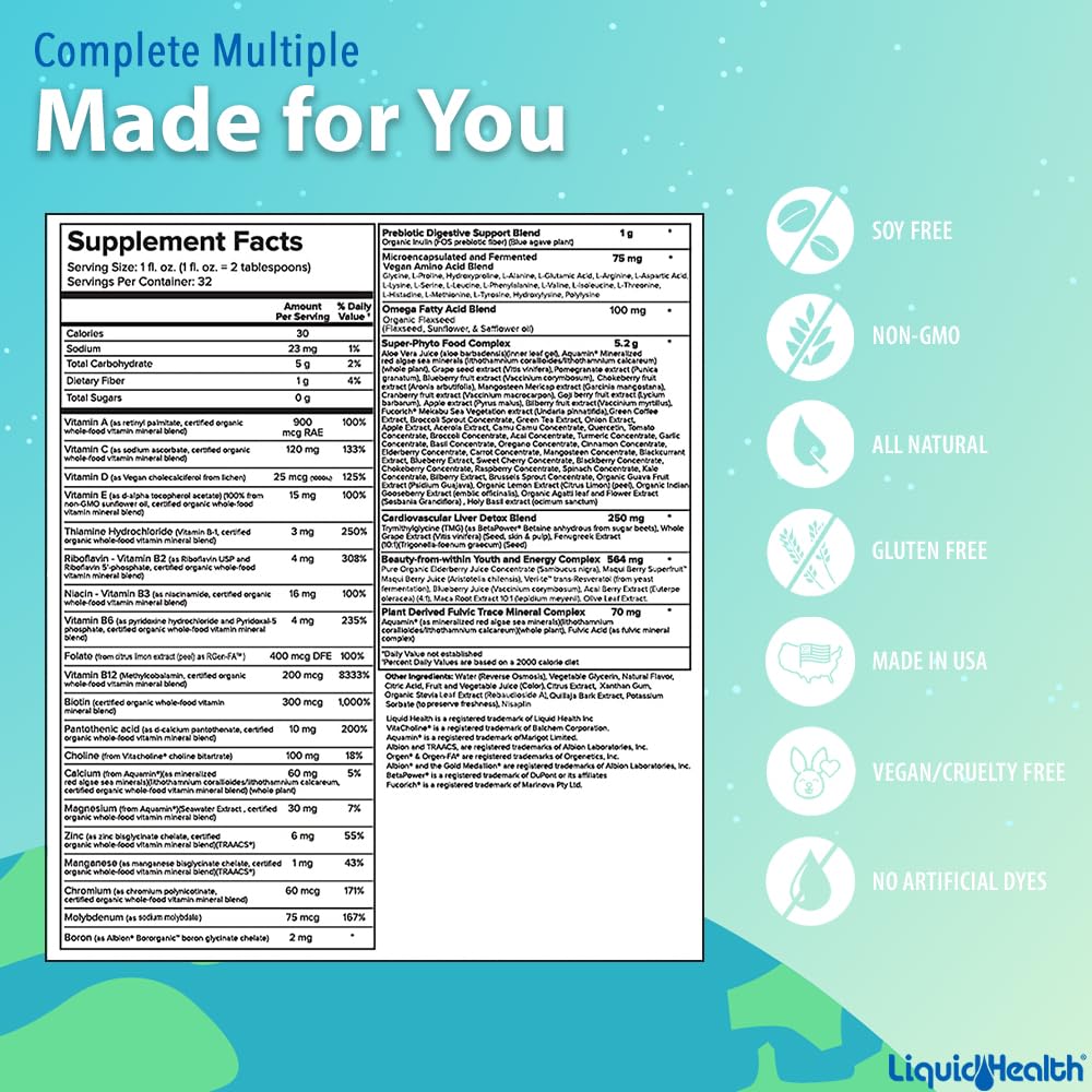 LIQUIDHEALTH etiqueta con información nutricional clara y completa