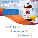 LIQUIDHEALTH etiqueta con lista de ingredientes y certificaciones visibles