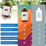 LIQUIDHEALTH botella 32 oz junto a objetos cotidianos para escala