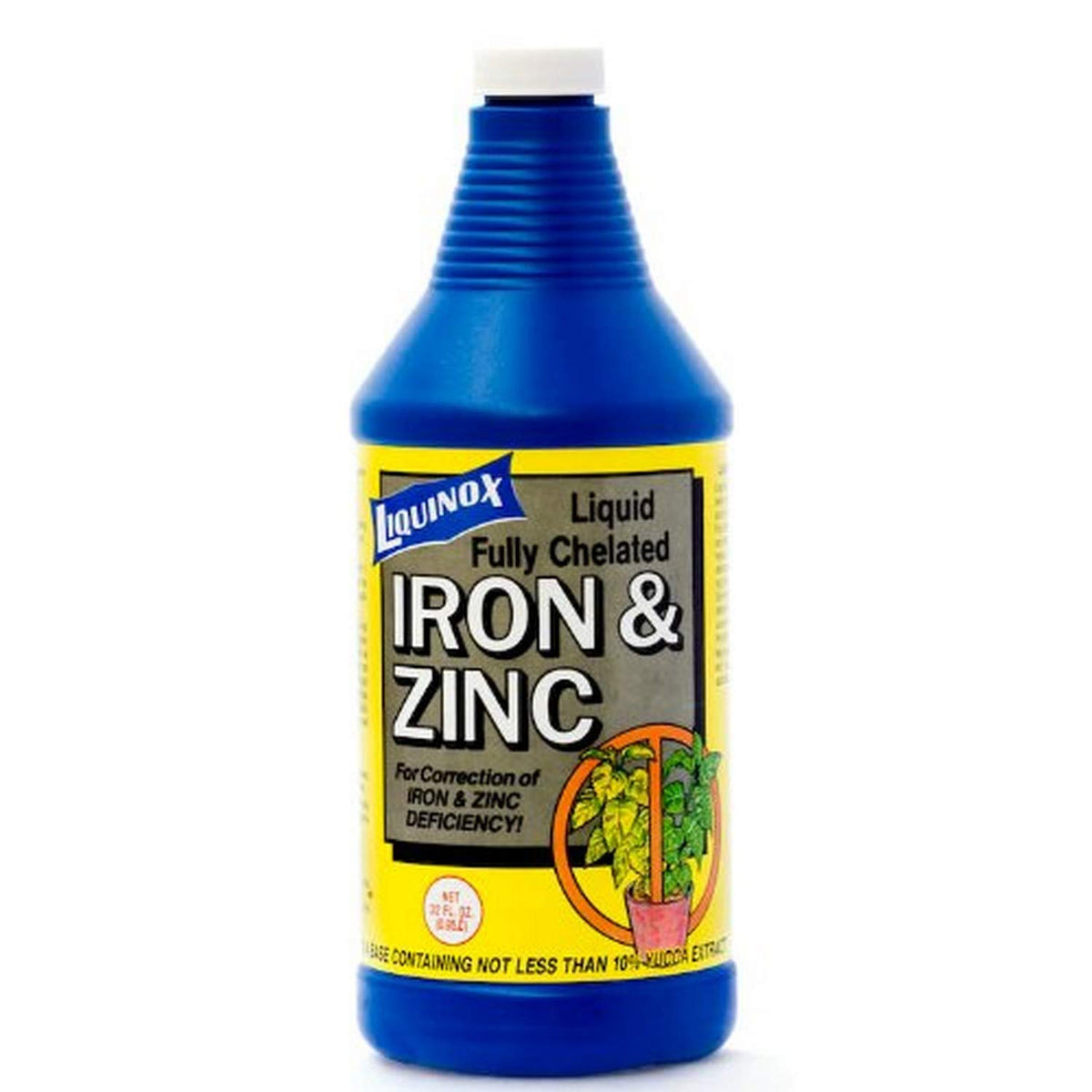 Liquinox envase frontal 32 oz mostrando etiqueta y beneficio de corrección de clorosis