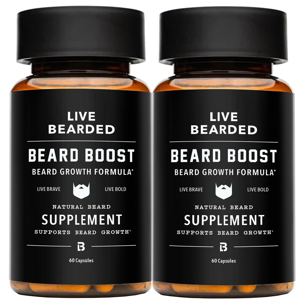 Live Bearded envase frontal del Beard Boost mostrando presentación y beneficio de crecimiento