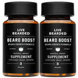 Live Bearded envase frontal del Beard Boost mostrando presentación y beneficio de crecimiento