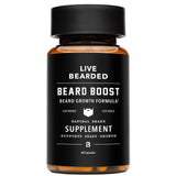 Live Bearded frasco frontal mostrando la presentación y suministro de 30 días