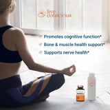 Live Conscious etiqueta con lista de magnesio, zinc y vitamina D3