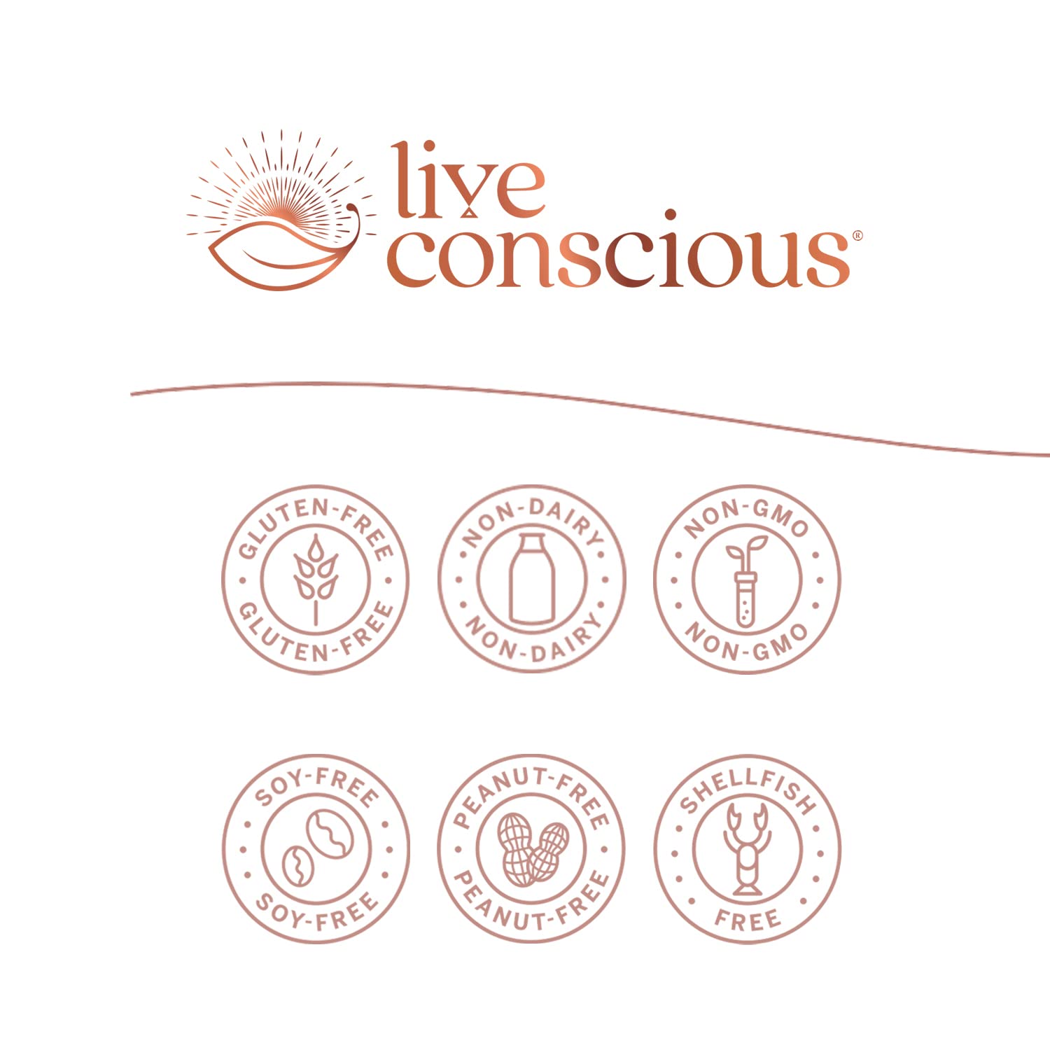 Live Conscious etiqueta con lista de cepas e información de ingredientes